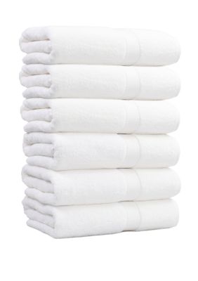 Linum Home Textiles Set of 6 Turkish Cotton Sinemis Terry Bath Towels Set, White