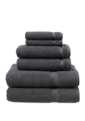 6 Piece Turkish Cotton Herringbone Towel Set
