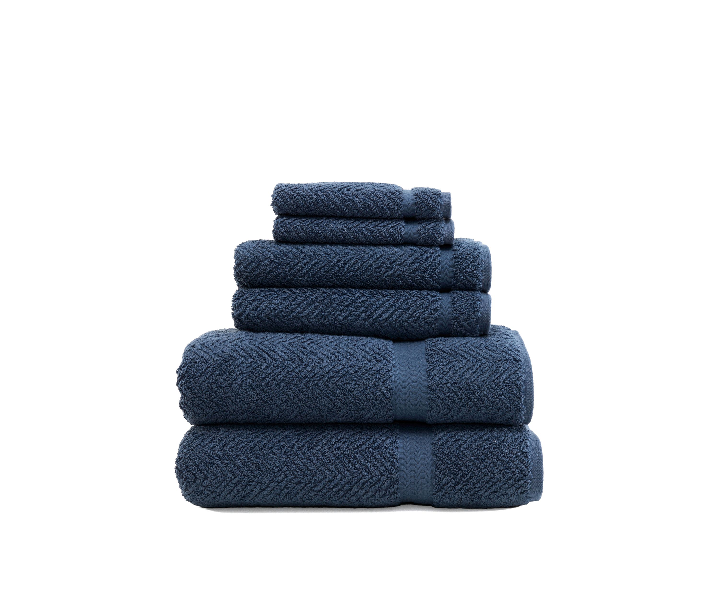6 Piece Turkish Cotton Herringbone Towel Set