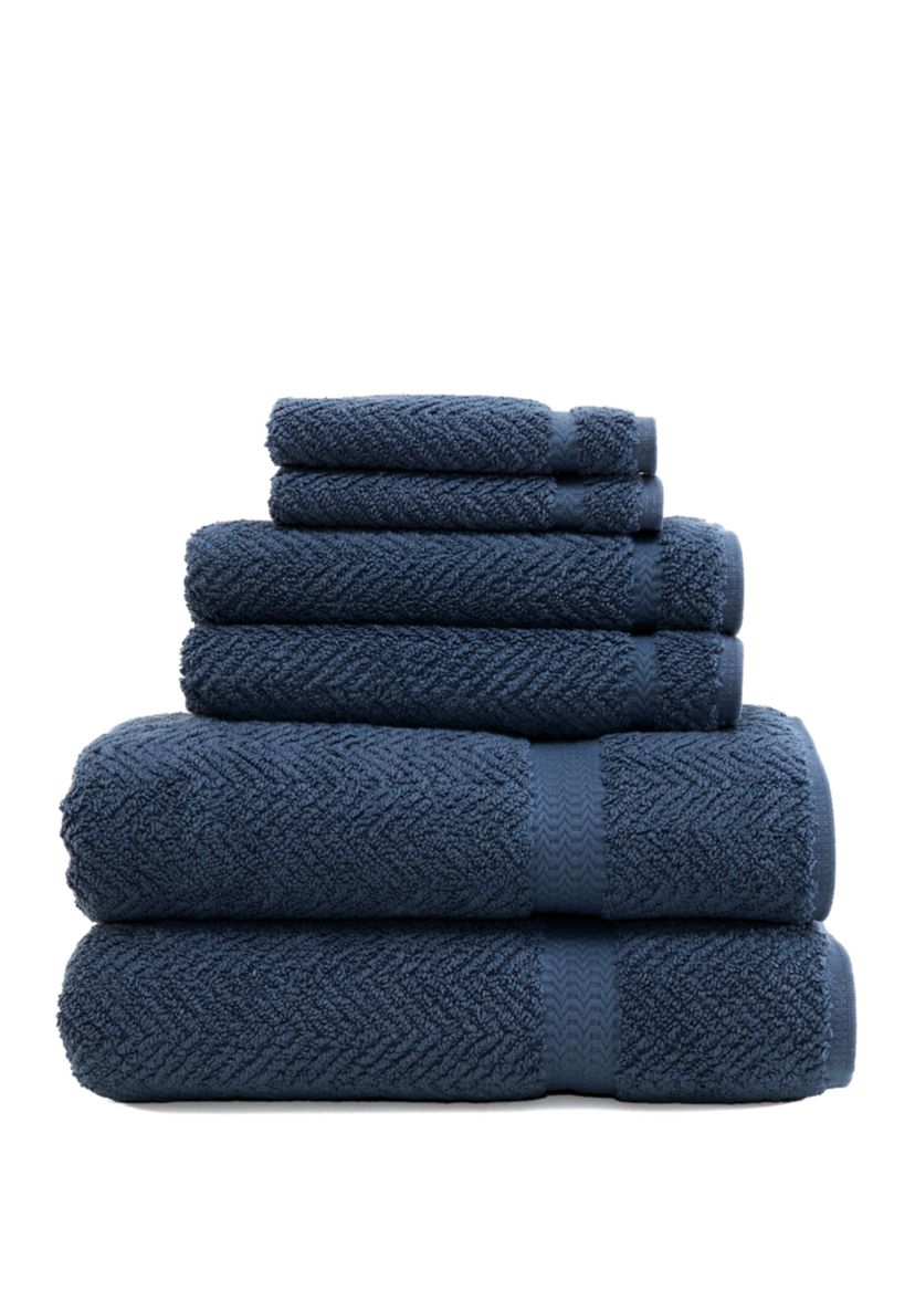 6 Piece Turkish Cotton Herringbone Towel Set