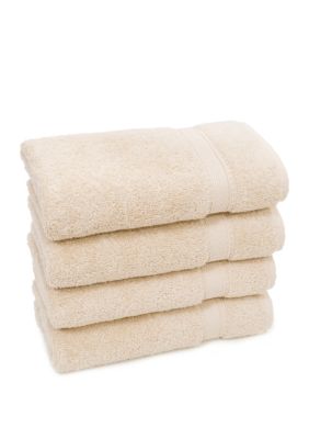 Linum Home Textiles Set of 4 Turkish Cotton Soft Twist Hand Towels Set, Beige