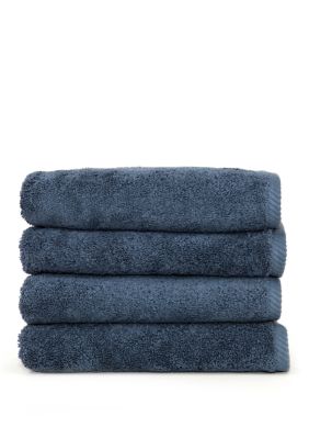Linum Home Textiles Set of 4 Turkish Cotton Soft Twist Hand Towels Set, Blue