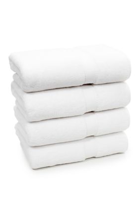 Linum Home Textiles Set of 4 Turkish Cotton Sinemis Terry Bath Towels Set, White