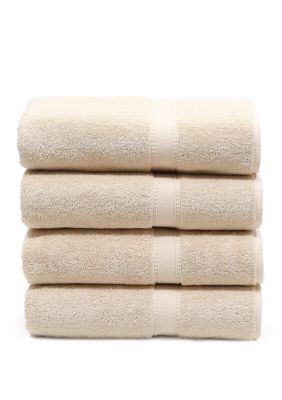 Linum Home Textiles Set of 4 Turkish Cotton Sinemis Terry Bath Towels Set, Beige