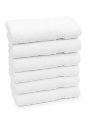 Linum Home Textiles Set of 6 Turkish Cotton Sinemis Terry Hand Towels Set, White