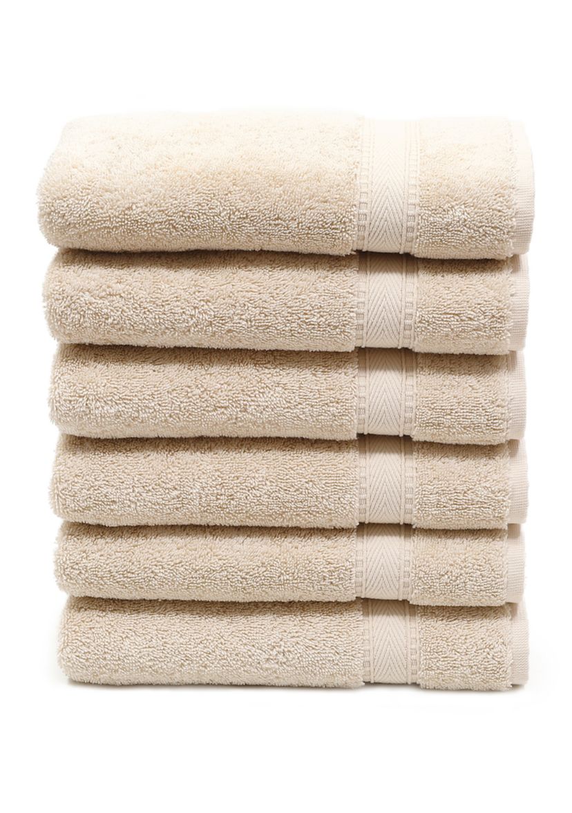 Set of 6 Turkish Cotton Sinemis Terry Hand Towels Set