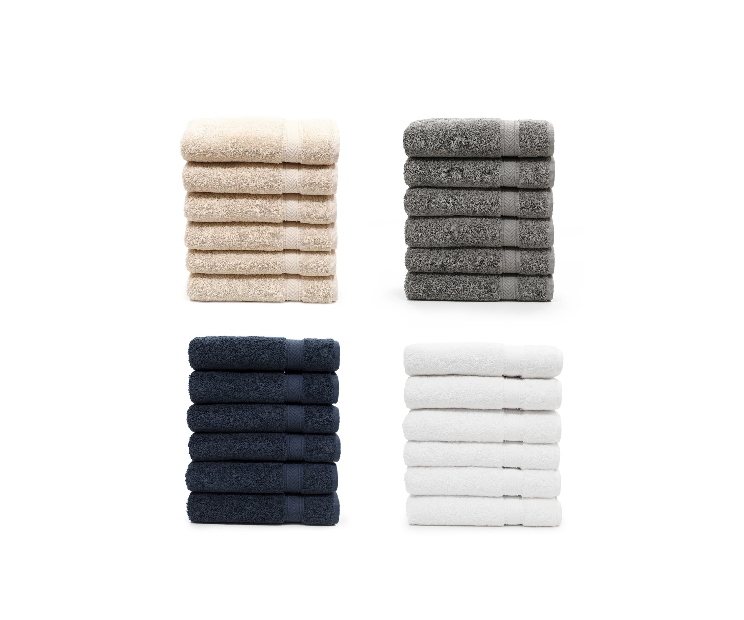 Set of 6 Turkish Cotton Sinemis Terry Hand Towels Set