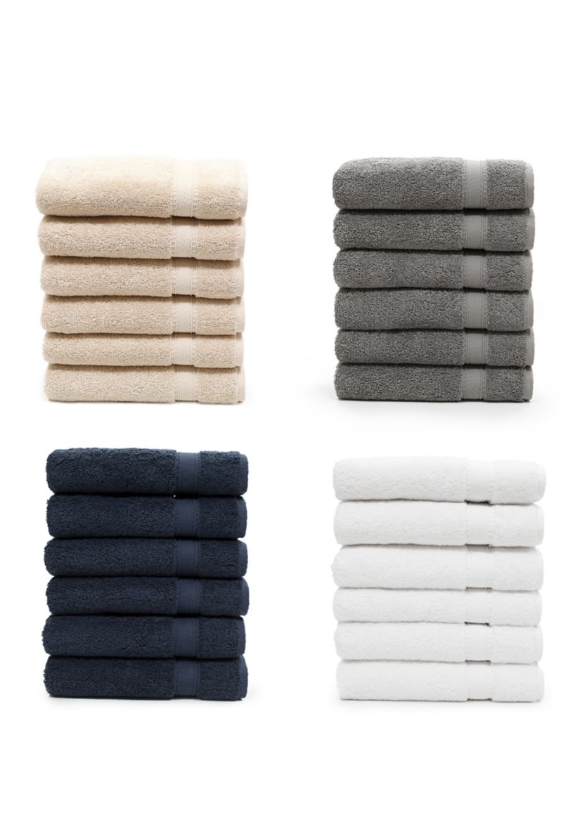 Set of 6 Turkish Cotton Sinemis Terry Hand Towels Set