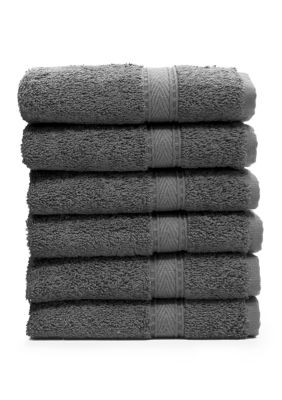 Linum Home Textiles Set of 6 Turkish Cotton Sinemis Terry Washcloths Set, Grey