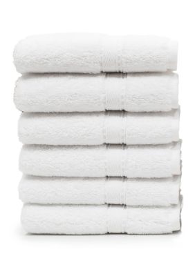 Linum Home Textiles Set of 6 Turkish Cotton Sinemis Terry Washcloths Set, White