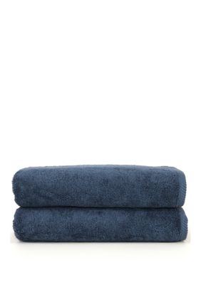 Linum Home Textiles Set of 2 Turkish Cotton Soft Twist Bath Towels, Blue