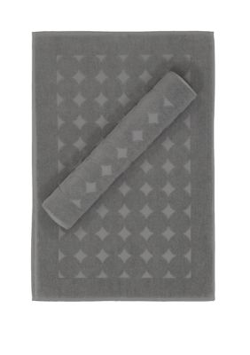 Linum Home Textiles Set of 2 Turkish Cotton Sinemis Circle Design Bath Mats, Grey, Tub Mat