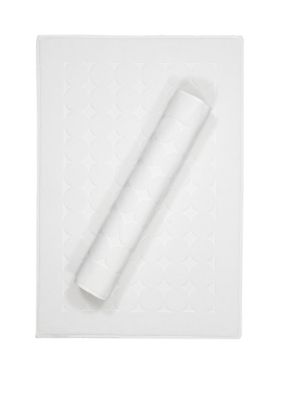 Linum Home Textiles Set of 2 Turkish Cotton Sinemis Circle Design Bath Mats, White, Tub Mat