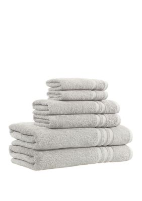 Linum Home Textiles 6 Piece Turkish Cotton Denzi Towel Set, Grey