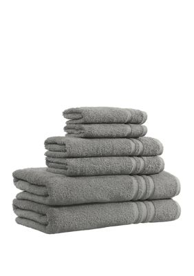 Linum Home Textiles 6 Piece Turkish Cotton Denzi Towel Set, Grey