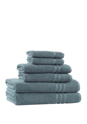 Linum Home Textiles 6 Piece Turkish Cotton Denzi Towel Set, Blue