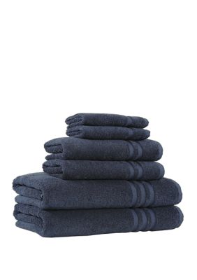 Linum Home Textiles 6 Piece Turkish Cotton Denzi Towel Set, Blue