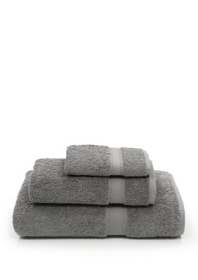 Linum Home Textiles 3 Piece Turkish Cotton Sinemis Terry Towel Set, Grey