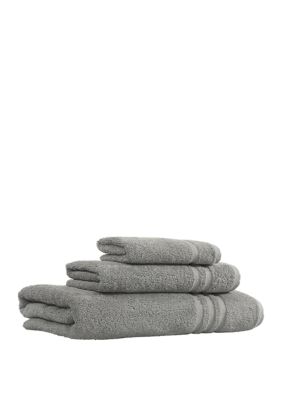 Linum Home Textiles 3 Piece Turkish Cotton Denzi Towel Set, Grey