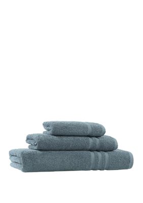 Linum Home Textiles 3 Piece Turkish Cotton Denzi Towel Set, Blue