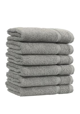 Linum Home Textiles Set of 6 Turkish Cotton Denzi Washcloths, Grey