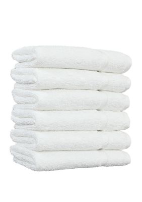 Linum Home Textiles Set of 6 Turkish Cotton Denzi Washcloths, White