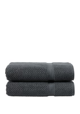 Linum Home Textiles Set of 2 Turkish Cotton Herringbone Bath Towels