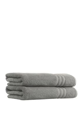 Linum Home Textiles Set of 2 Turkish Cotton Denzi Bath Towels, Grey