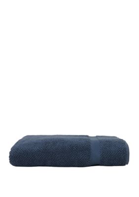 Linum Home Textiles Turkish Cotton Herringbone Bath Towel, Blue