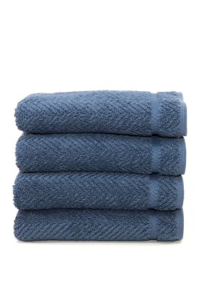 Linum Home Textiles Set of 4 Turkish Cotton Herringbone Hand Towels