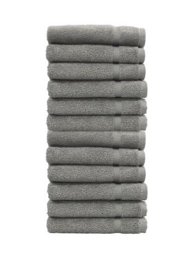 Linum Home Textiles Set of 12 Turkish Cotton Denzi Washcloths, Grey