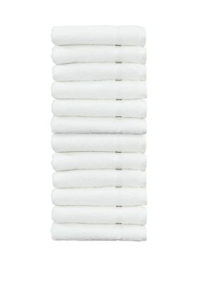 Linum Home Textiles Set of 12 Turkish Cotton Denzi Washcloths, White
