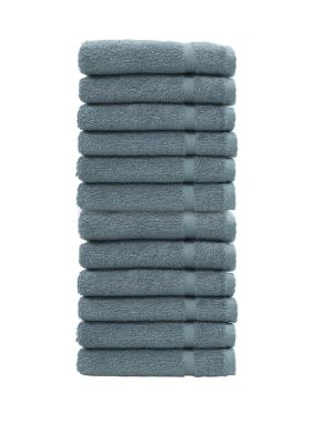 Linum Home Textiles Set of 12 Turkish Cotton Denzi Washcloths, Blue