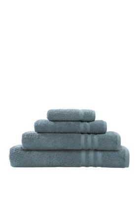 Linum Home Textiles 4 Piece Turkish Cotton Denzi Towel Combination Set, Blue, Towel Set
