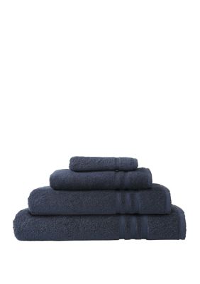 Linum Home Textiles 4 Piece Turkish Cotton Denzi Towel Combination Set, Blue, Towel Set
