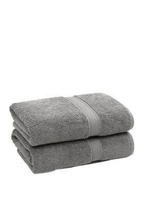 Linum Home Textiles Set of 2 Turkish Cotton Soft Twist Bath Towels, Grey