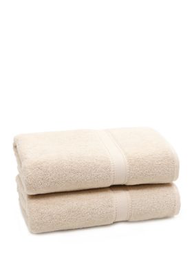 Linum Home Textiles Set of 2 Turkish Cotton Soft Twist Bath Towels, Beige