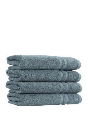 Linum Home Textiles Set of 4 Turkish Cotton Denzi Hand Towels, Blue