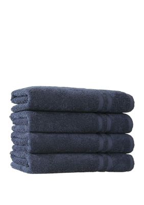 Linum Home Textiles Set of 4 Turkish Cotton Denzi Hand Towels, Blue