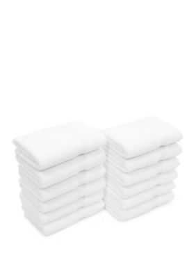 Linum Home Textiles Set of 12 Turkish Cotton Sinemis Terry Washcloths, White