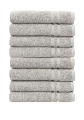 Linum Home Textiles Set of 8 Turkish Cotton Denzi Hand Towels, Grey
