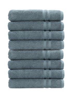 Linum Home Textiles Set of 8 Turkish Cotton Denzi Hand Towels, Blue