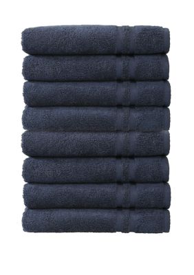 Linum Home Textiles Set of 8 Turkish Cotton Denzi Hand Towels, Blue
