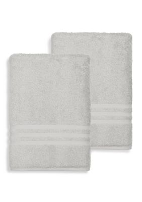 Linum Home Textiles Set of 2 Turkish Cotton Denzi Bath Sheet, Grey