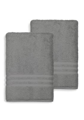 Linum Home Textiles Set of 2 Turkish Cotton Denzi Bath Sheet, Grey