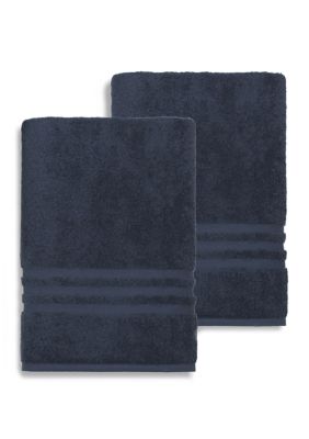 Linum Home Textiles Set of 2 Turkish Cotton Denzi Bath Sheet, Blue