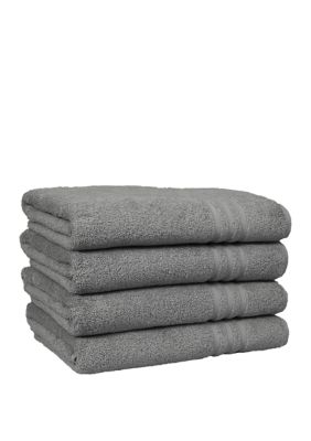 Linum Home Textiles Set of 4 Turkish Cotton Denzi Bath Towels, Grey