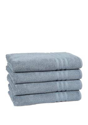 Linum Home Textiles Set of 4 Turkish Cotton Denzi Bath Towels, Blue