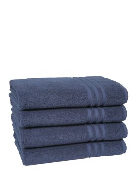 Linum Home Textiles Set of 4 Turkish Cotton Denzi Bath Towels, Blue