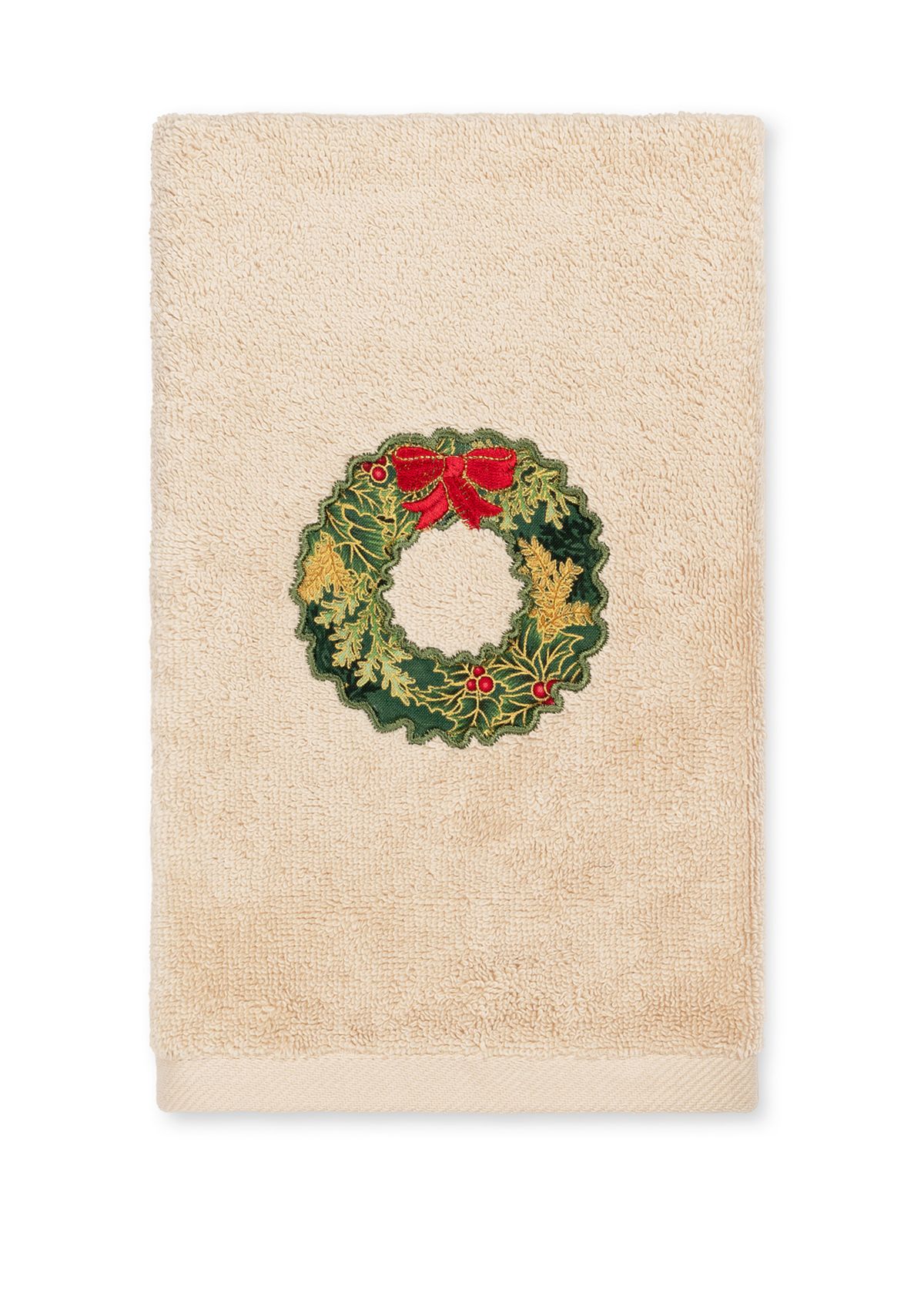 Christmas Wreath - Embroidered Luxury Turkish Cotton Hand Towel